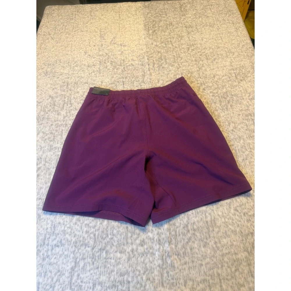 VRST‎ Mens 7 Inch Training Shorts Purple Elastic Waist Zipper Pocket Size S NWT